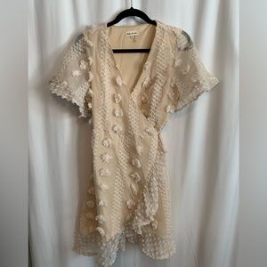 Southern Fried Chics Cream Wrap Dress Size M